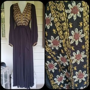 Free People Hearts desire Embroidered Goddess maxi Midi dress Festival